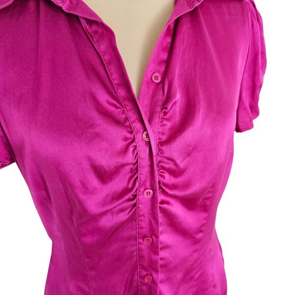 Le Chateau Silk Blend Pink Button Down Blouse Sz M - Picture 2 of 9